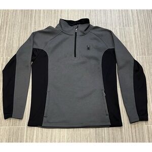 Spyder Outbound Quarter Zip Pullover Sweater Jacket Mens Size‎ L Black Gray